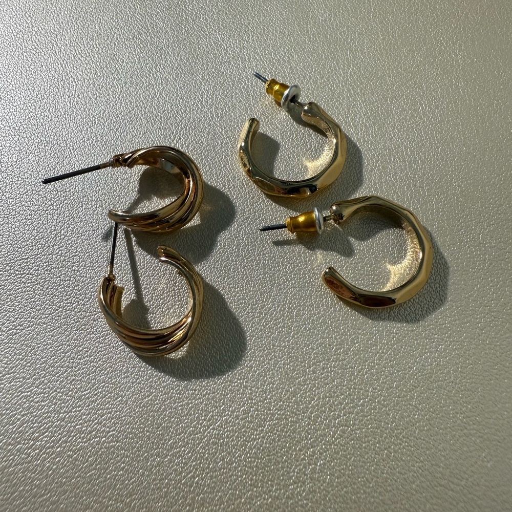 Gold Hoop Earrings Set of two 
BRAND NEW